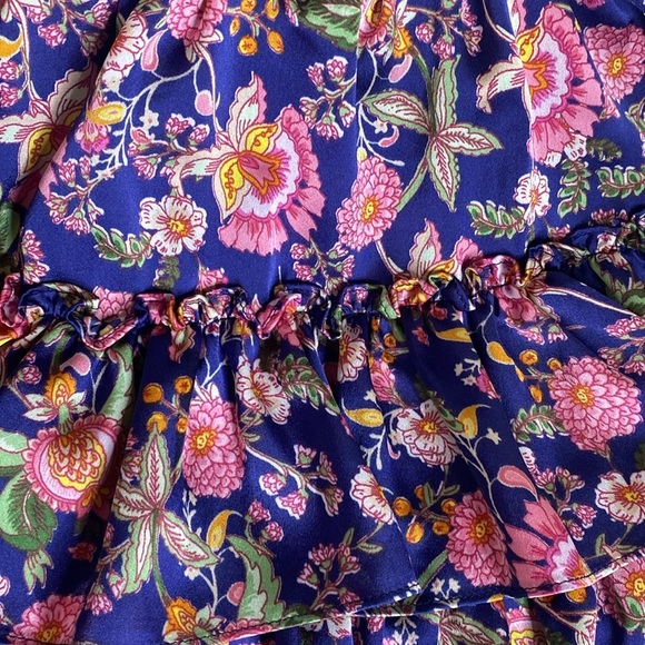 MISA Los Angeles Floral Ruffle Mini Dress Smocked Waist V-Neck Puff‎ Sleeve - Picture 6 of 7